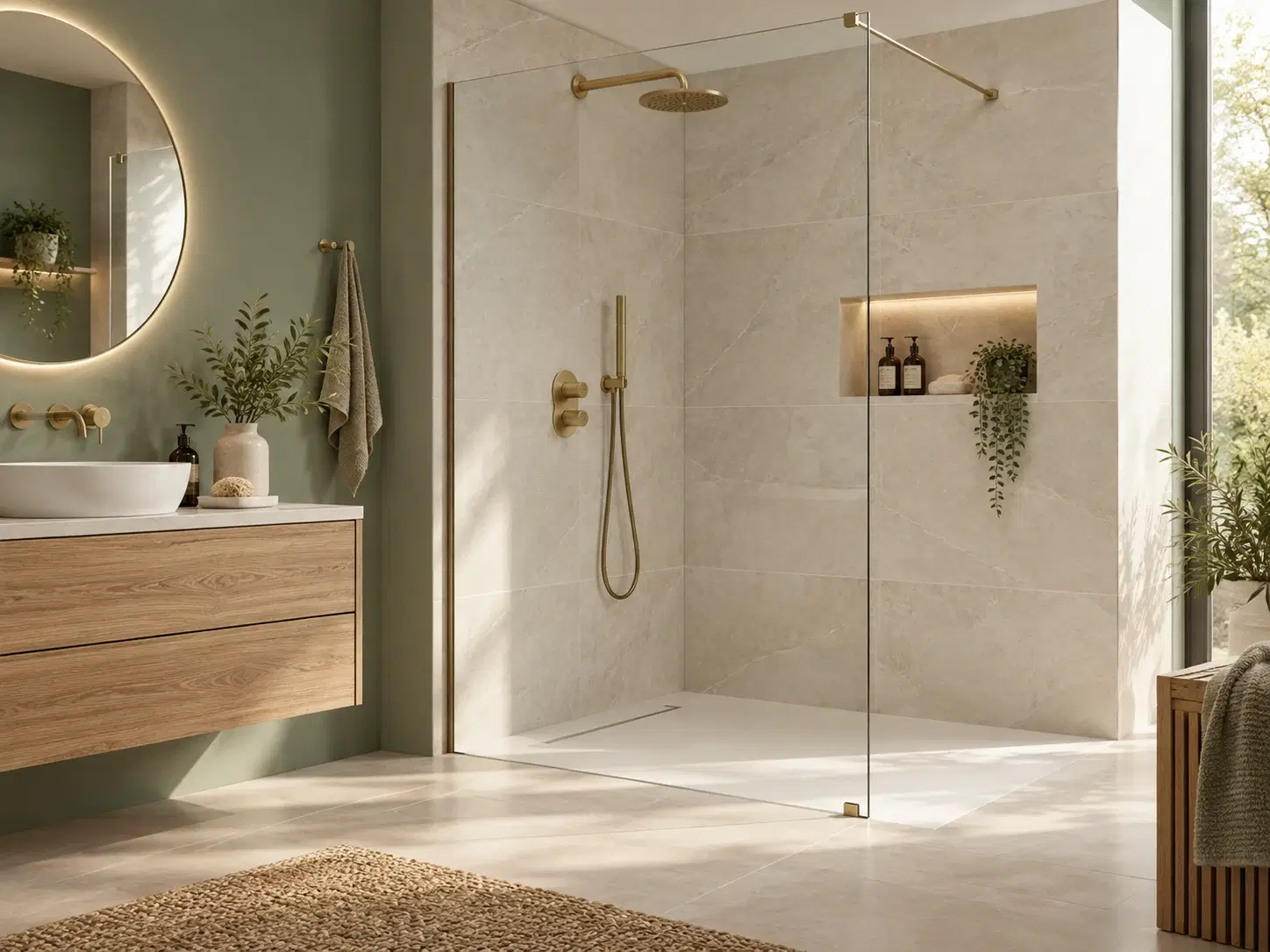 Premium accessible bathroom with a level access shower and low threshold showering area